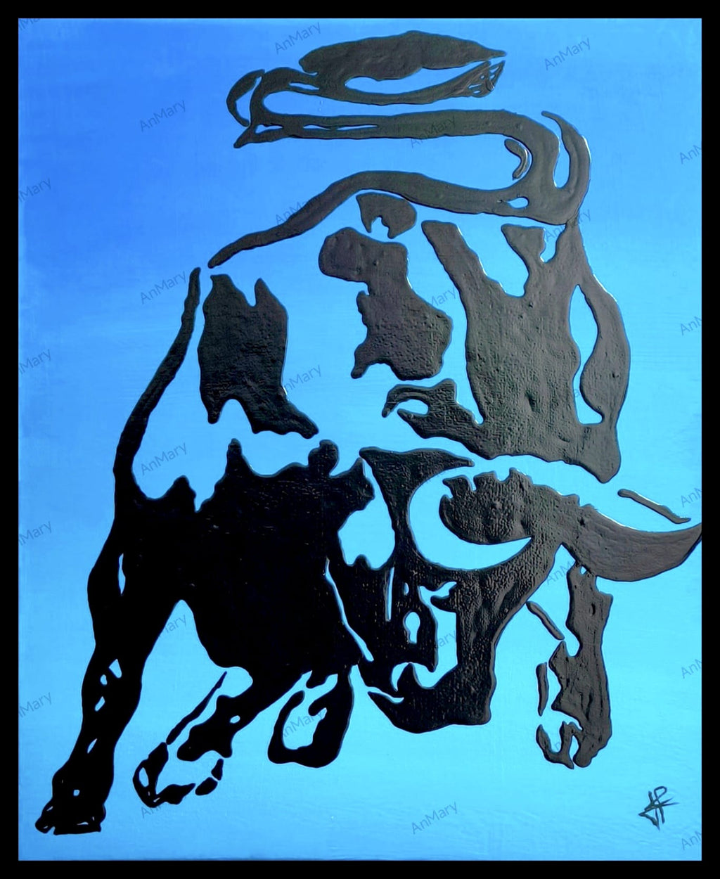 AZULTORO – 50L x 60H cm Peinture acrylique sur châssis entoilé. - ANMARY