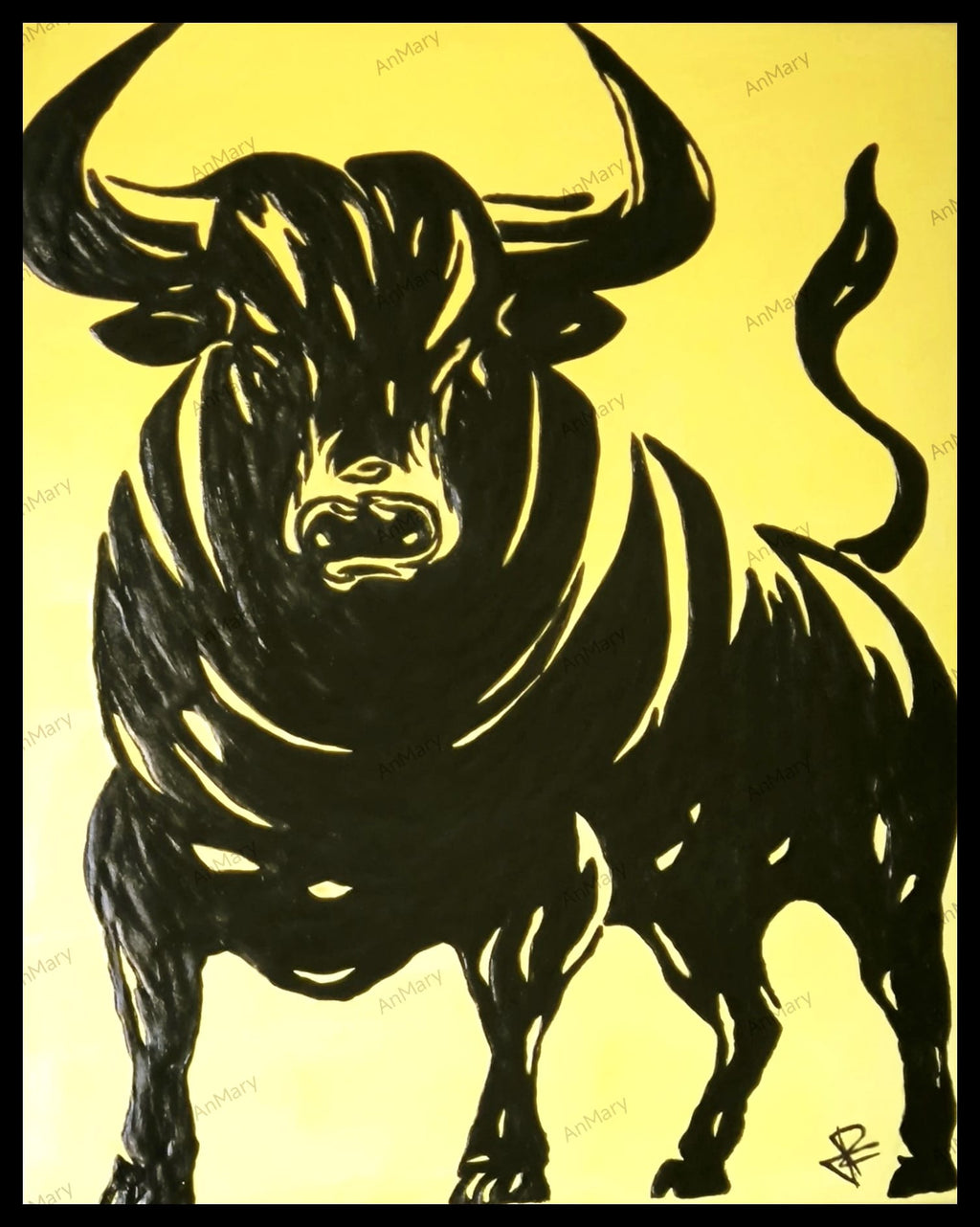 TORO DE LUMIÈRE – 50L x 60H cm Peinture acrylique sur châssis entoilé. - ANMARY