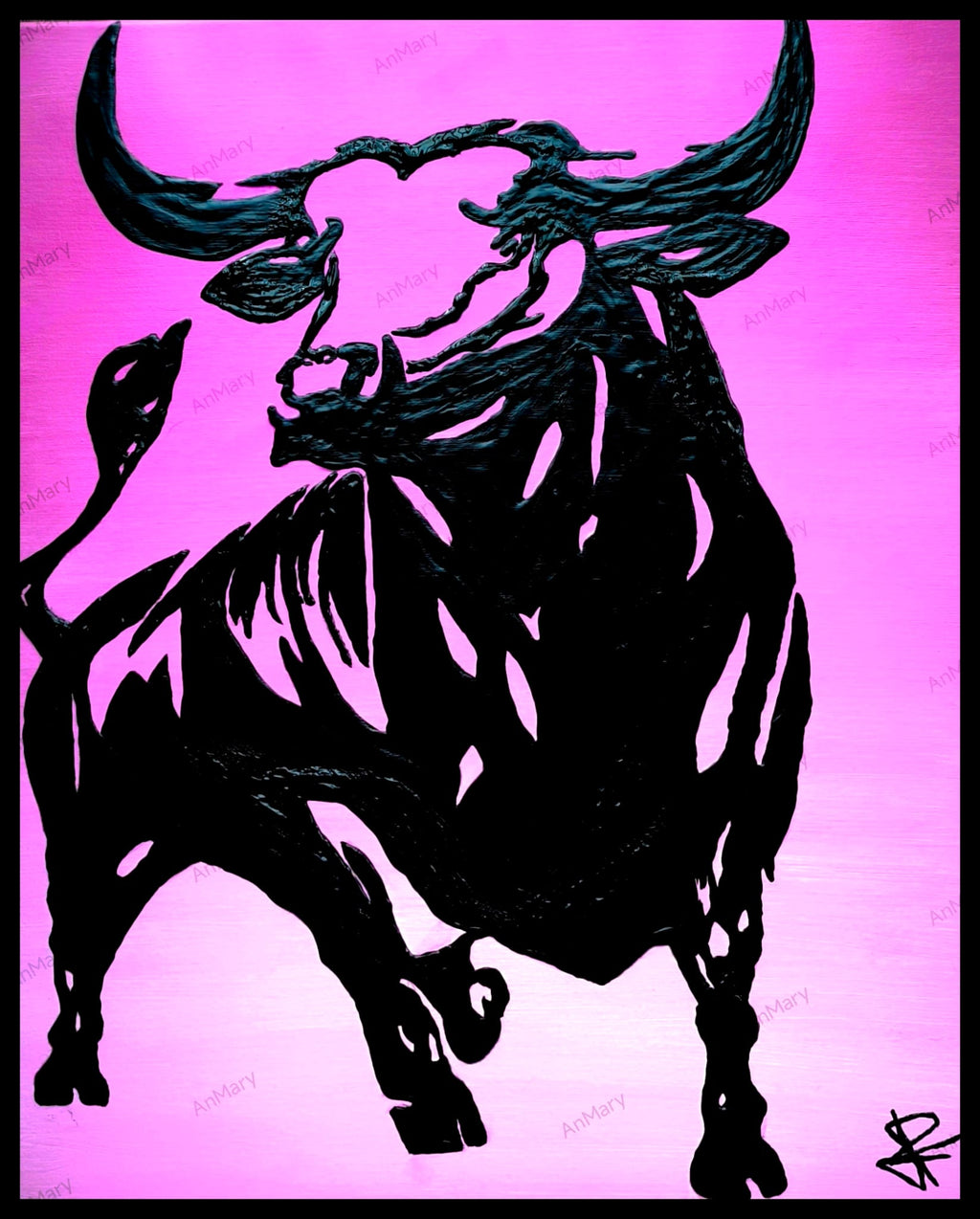 COEUR DE TORO – 50L x 60H cm Peinture acrylique sur châssis entoilé. - ANMARY